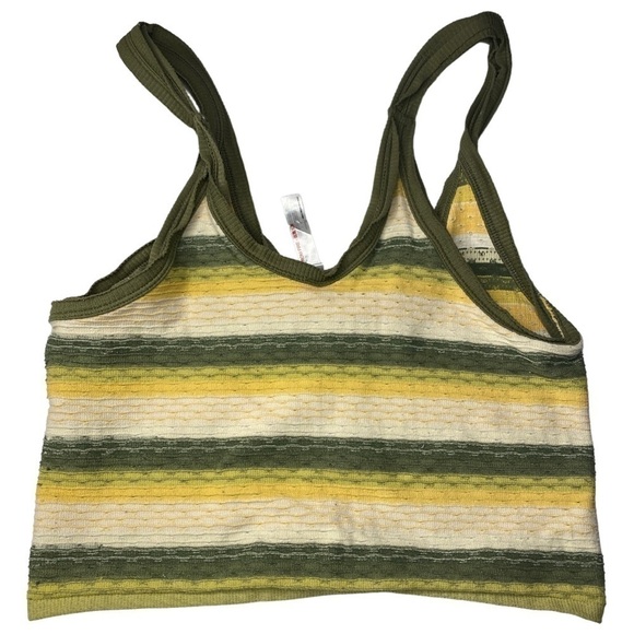 URBAN OUTFITTERS GREEN & YELLOW STRIPED CROPPED BRAMIE SIZE XL - Picture 8 of 8